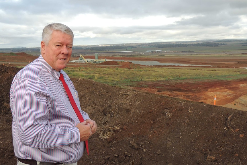 John Wagner at the Brisbane West Wellcamp airport construction site.