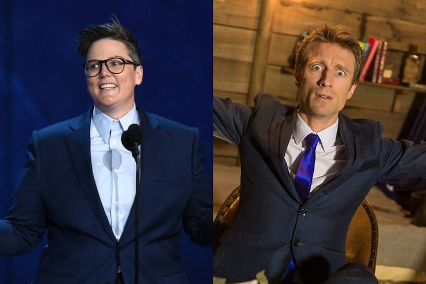 Hannah Gadsby Sammy J composite image.