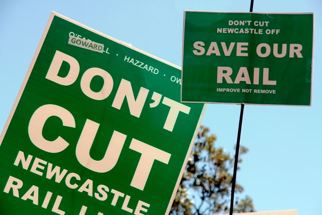 Newcastle rail line truncation protest