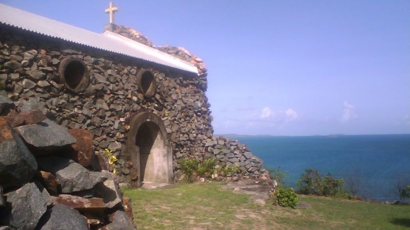 Stone church on Hammond Island in Torres Strait.