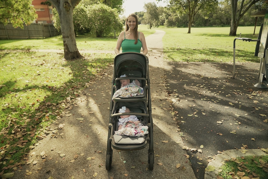 Jacqui Markun pushing her pram