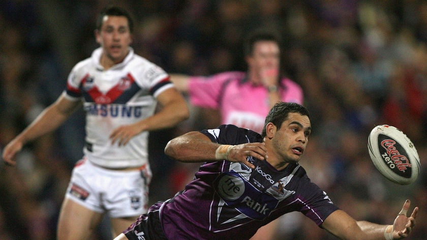 Greg Inglis made his return with two tries for the Storm.