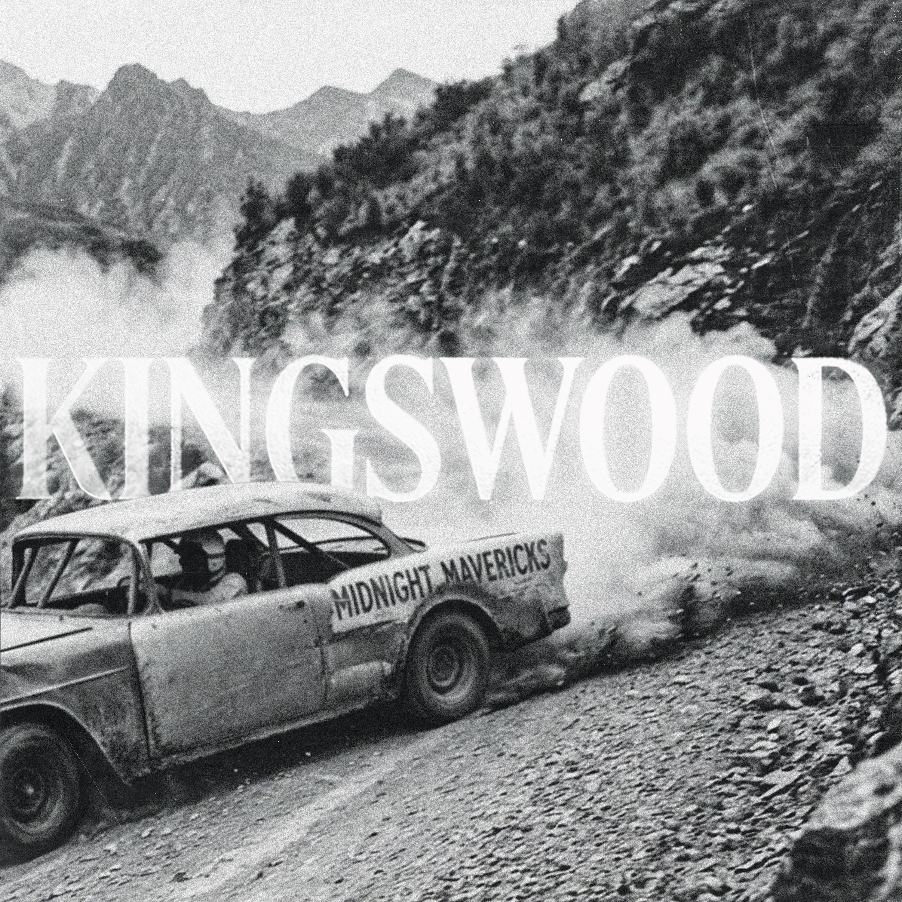 Car driving on a mountain side with smoke and dust in its rear