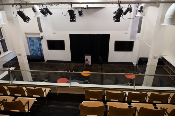 Stock Exchange two-storey conference room.