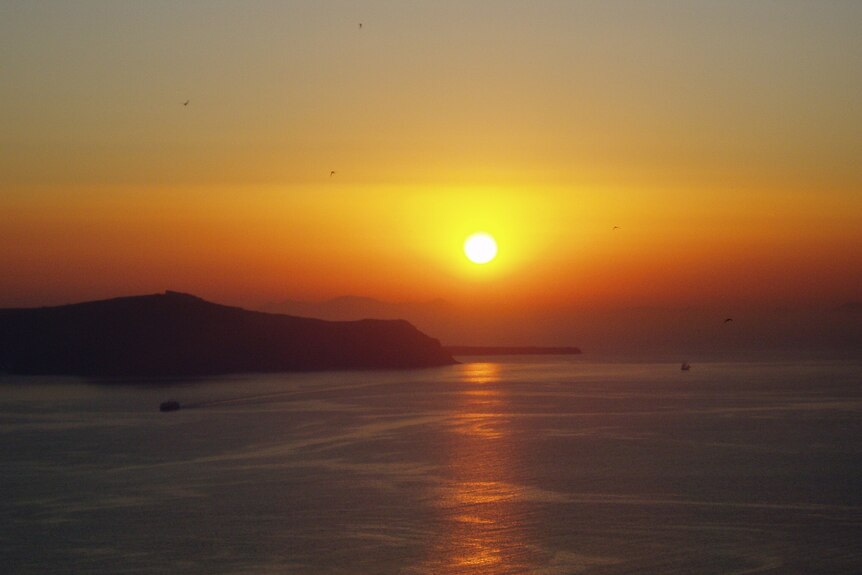Sun sets over the Aegean