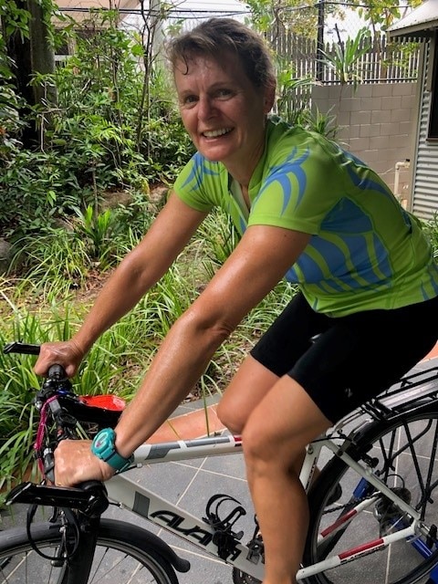 Carolyn Lister on a bike