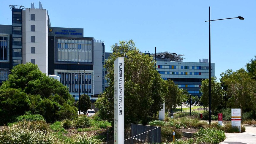 Main entrance of Gold Coast University Hospital at Southport.