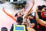 Western Sydney Wanderers fans let off flares