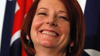 Julia Gillard smiling, June 24, 2010 (Getty Images: Scott Barbour)