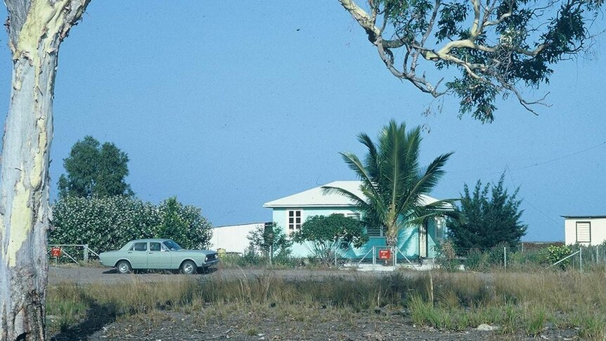 An archival photo of a small home in Karumba.