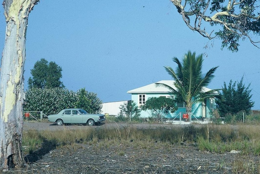 An archival photo of a small home in Karumba.