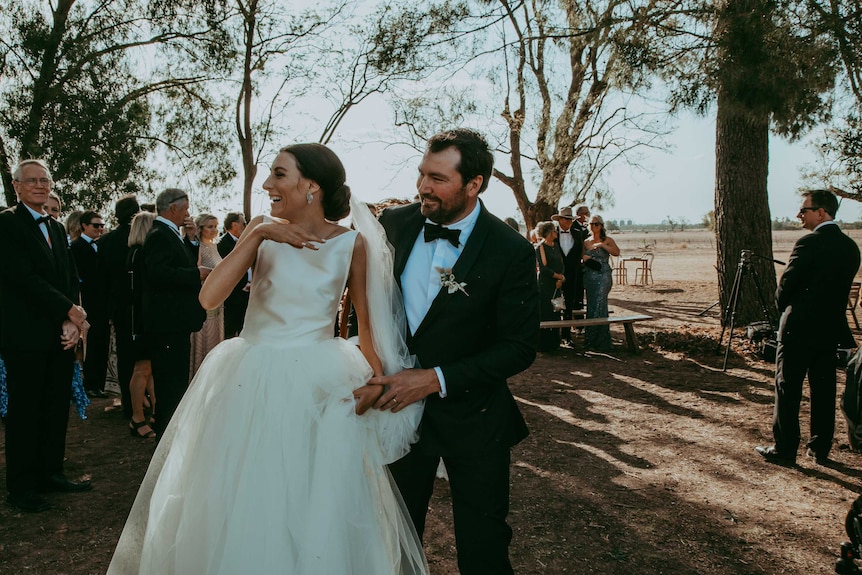 A couple on their wedding day.