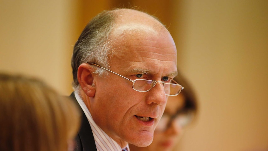 Leader of the Government in the Senate Eric Abetz during Senate Estimates at Parliament House in Canberra