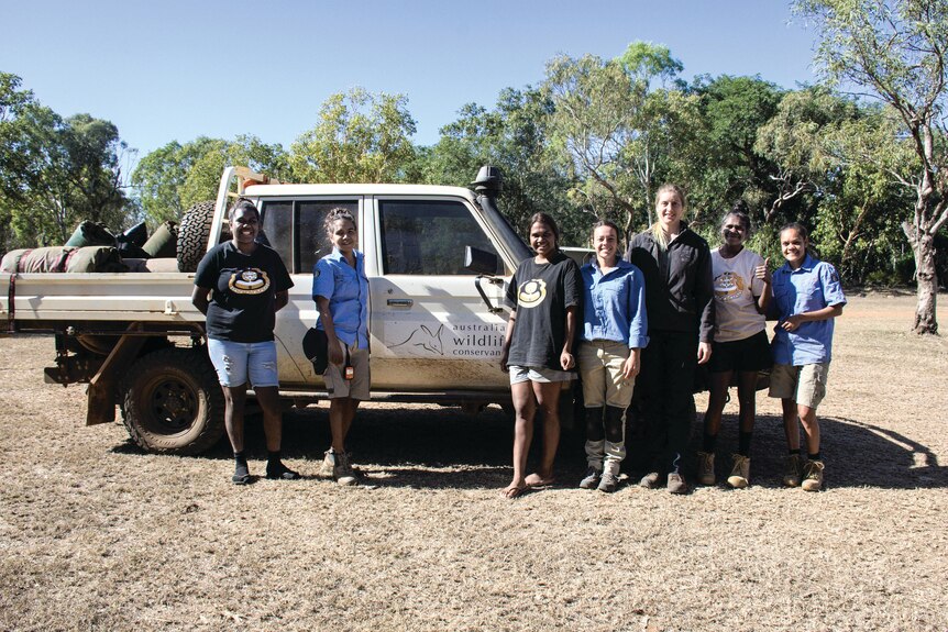 A camera deployment team consisting of aboriginal rangers and Australian Wildlife Conservancy team members. 