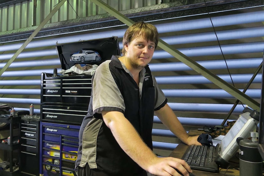 Andrew Grey in his workshop