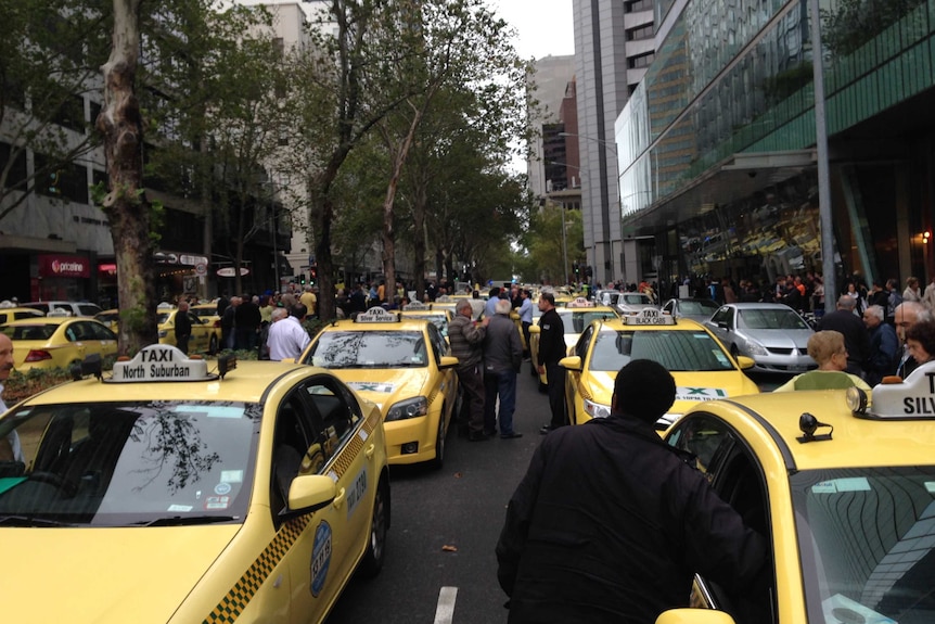 taxi blockade in Melbourne's CBD