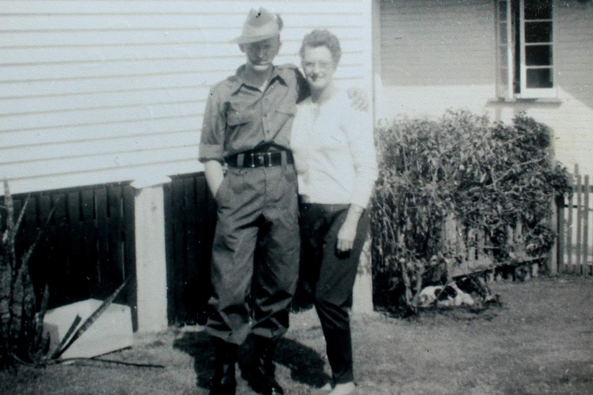 Lance Corporal Terry Hendle with his mother Adelaide