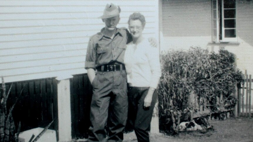 Lance Corporal Terry Hendle with his mother Adelaide