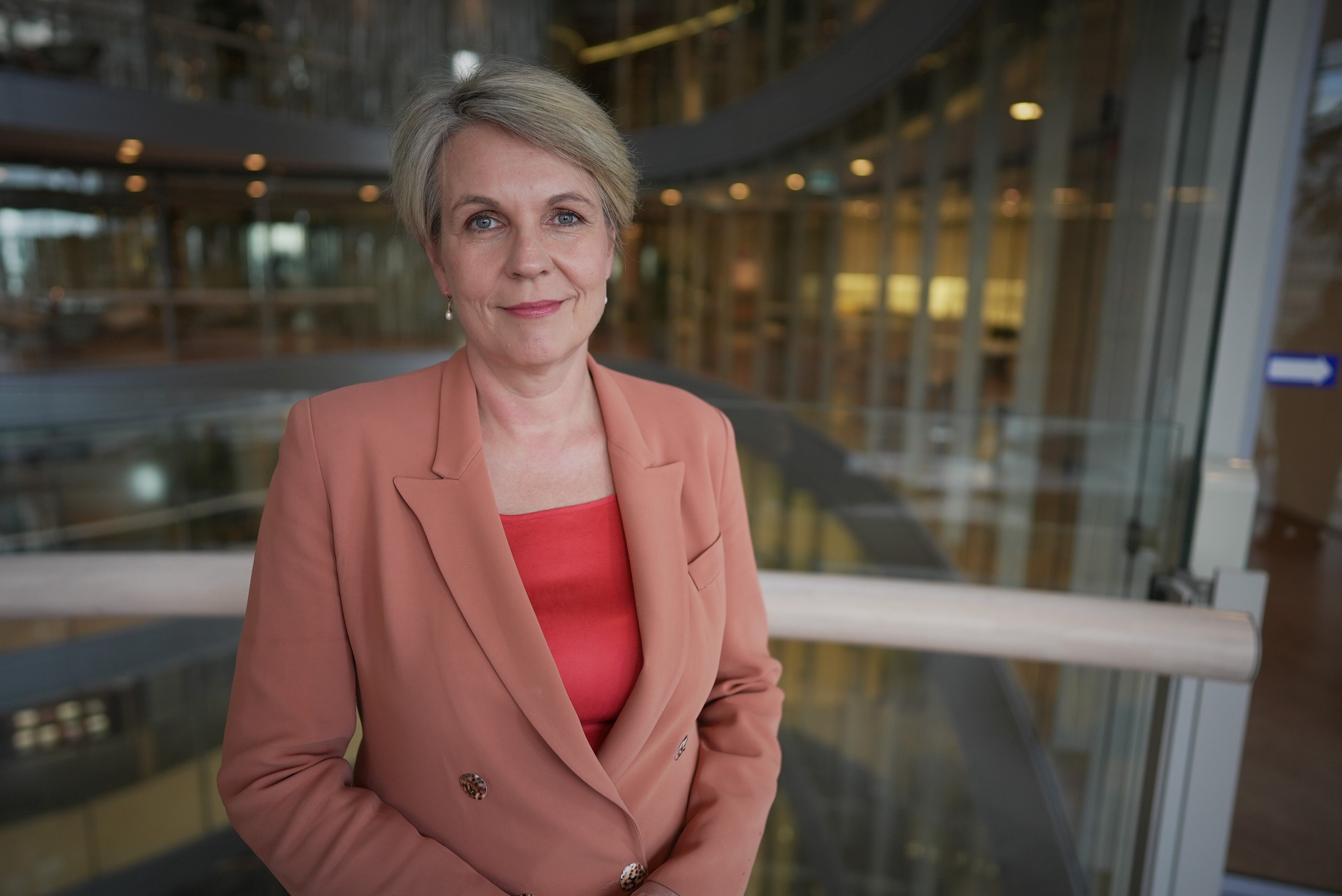 Tanya Plibersek is seen with a pink suit 