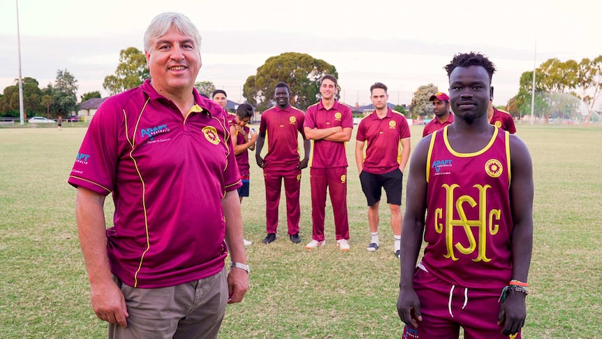 Nick Hatzoglou (left) and Akat Mayoum (right) at the Sunshine Heights Cricket Club.