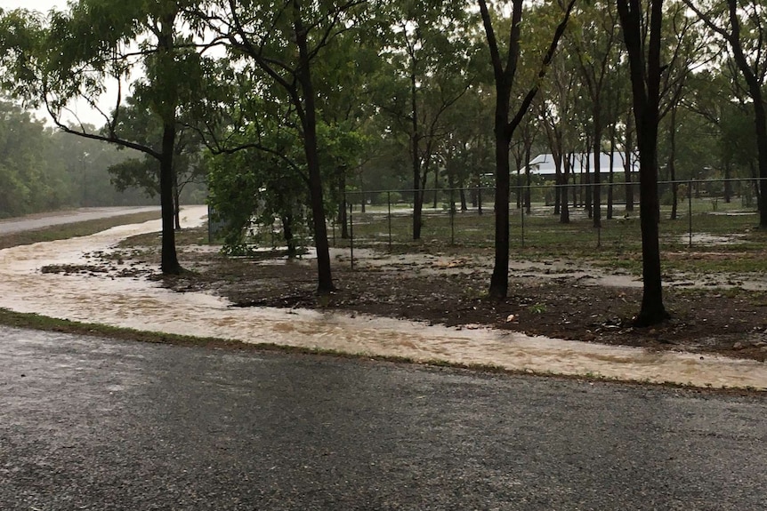 A flooded gutter in Wagait Beach.