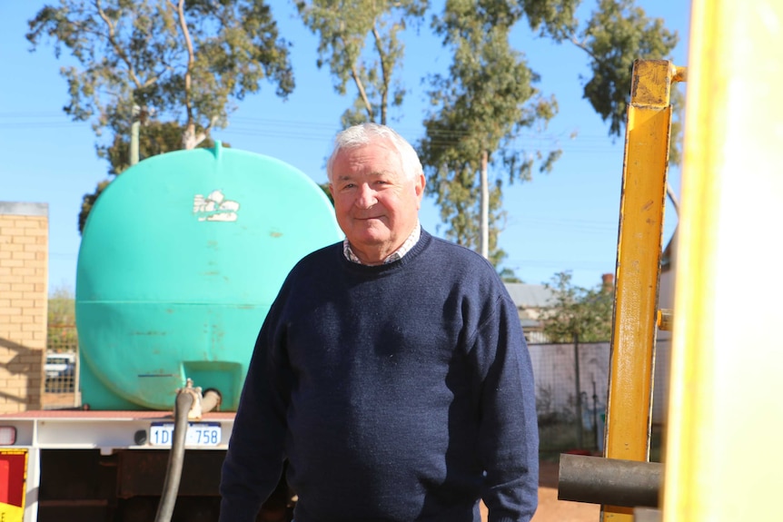 David Reed stands at a drilling site in Kalgoorlie.