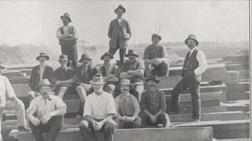 Workers at the Kilmany log mill