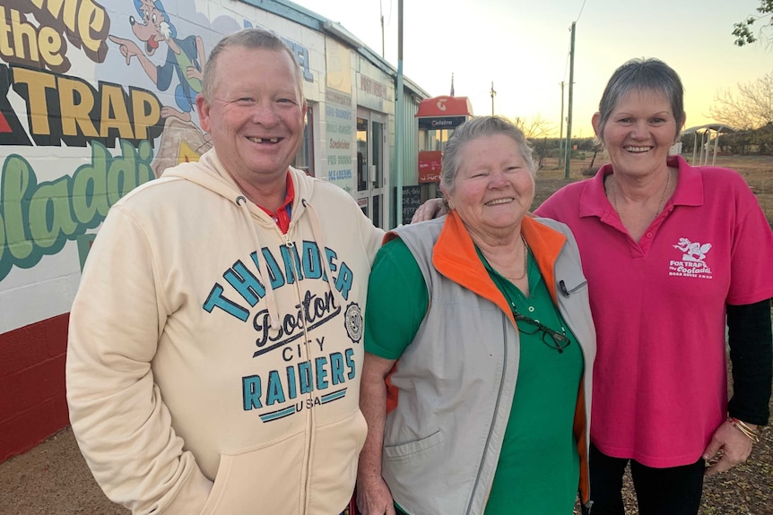 Cooladdi's three residents (from left) Gavin Muller, Laurel Seymour-Smith and Roxanne Muller.