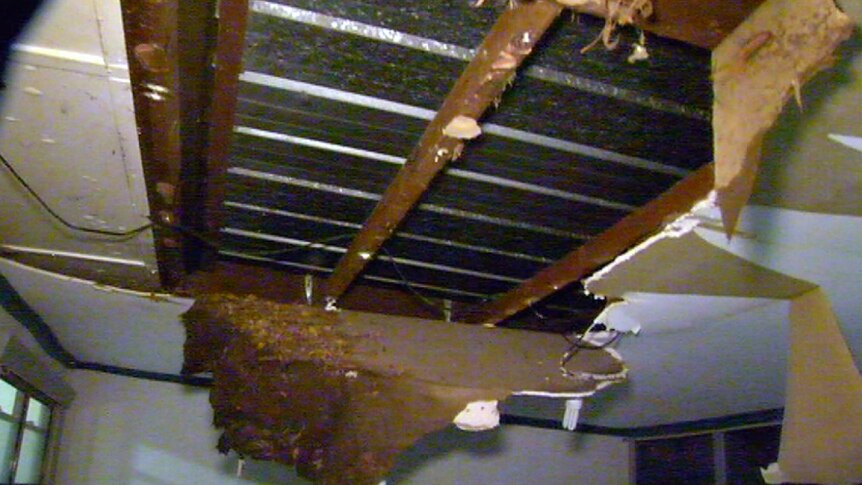 Roof caves in after heavy rain