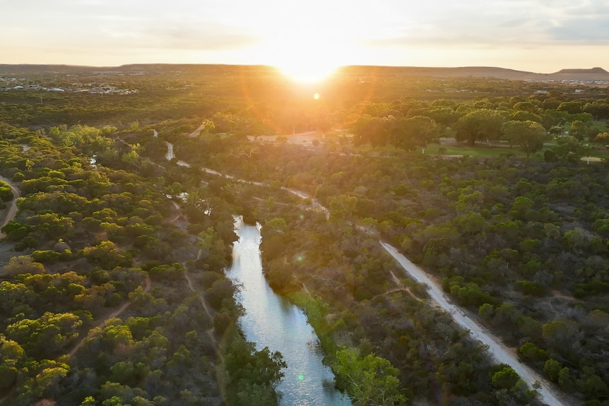 A sunrise arial shot of the Chapman River 