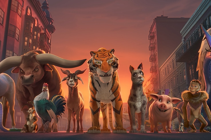 Animated still of The Tiger's Apprentice, featuring 12 animal warriors based off the Chinese Zodiac.