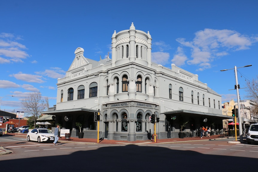 A wide shot of the Subiaco Hotel.