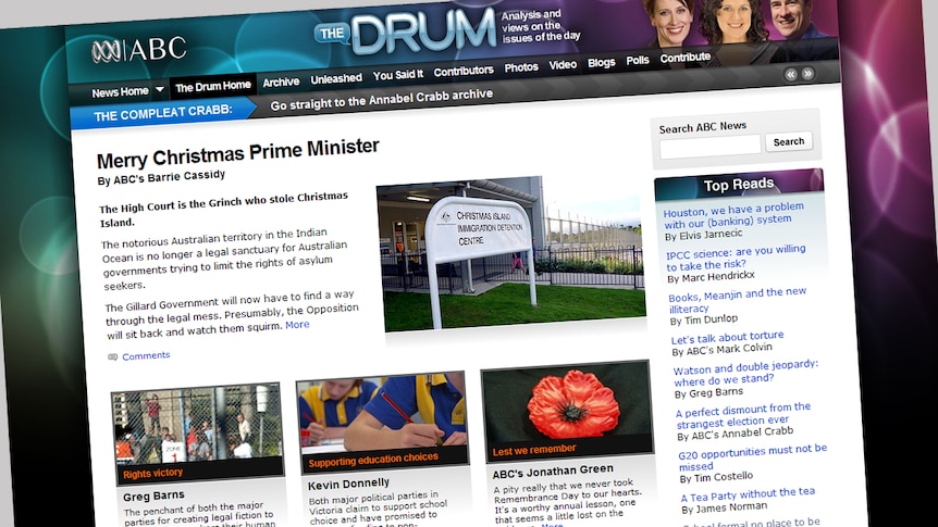 Screengrab of The Drum homepage (ABC)