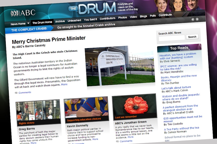Screengrab of The Drum homepage (ABC)