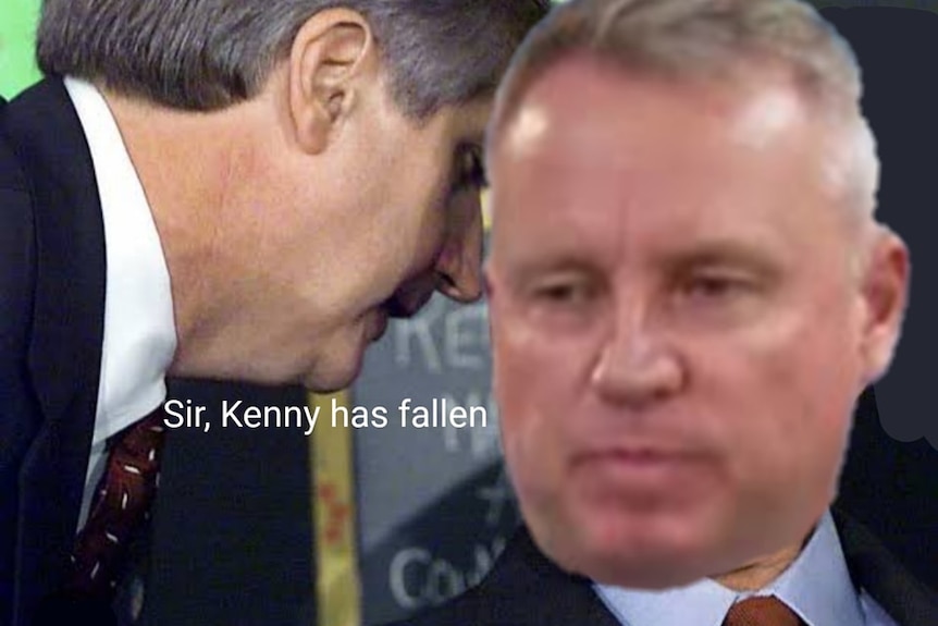 Meme of Jeremy Rockliff being told about Kenny