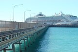 Broome port & jetty with cruise ship in background