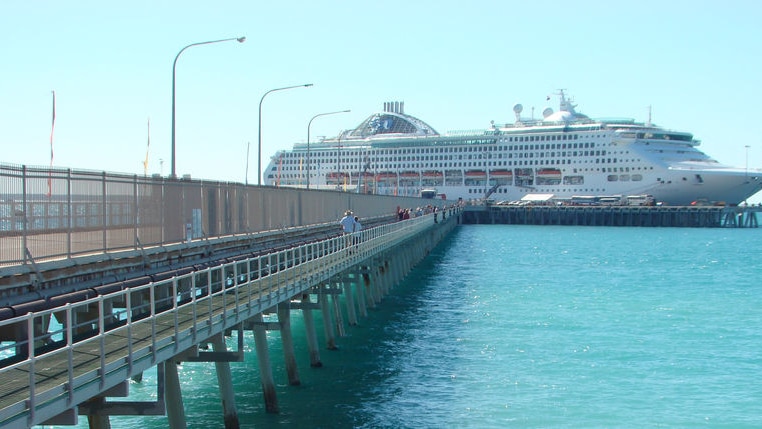 Broome port & jetty with cruise ship in background