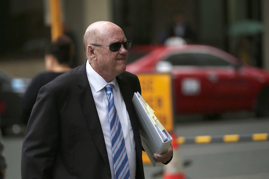 Defence Lawyer Greg Newton leaves the Perth Magistrates Court.