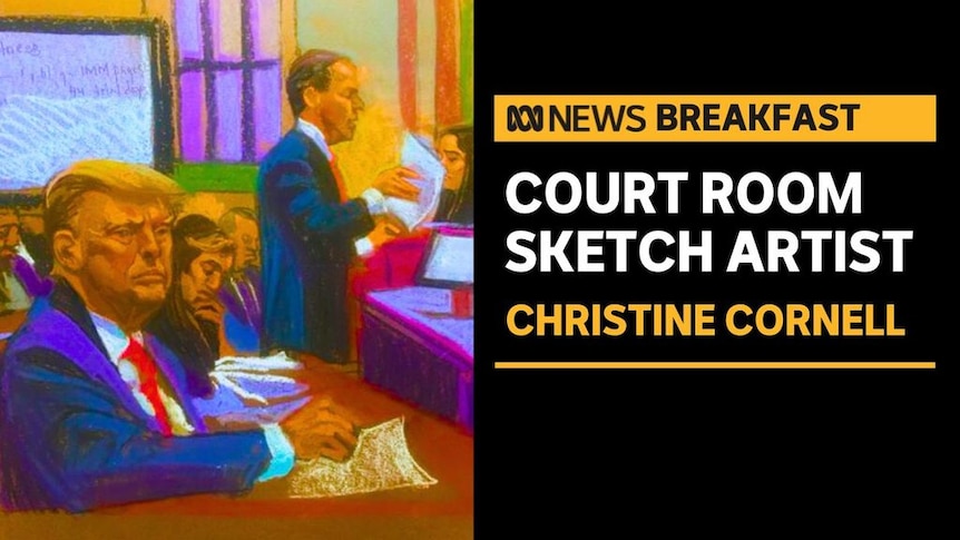 Court room sketch of former US president Donald Trump