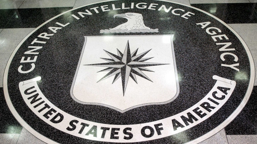 The CIA logo in a marble floor
