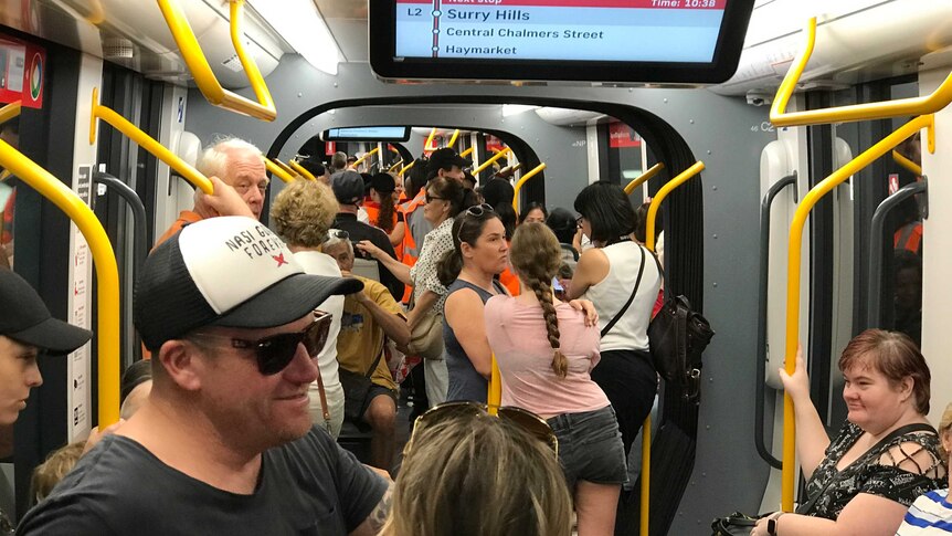 passengers inside a light rail service