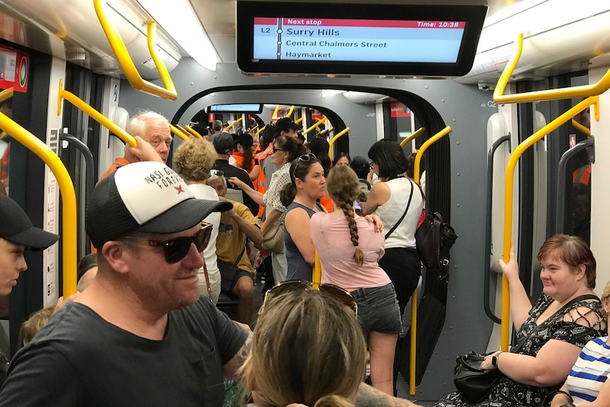 passengers inside a light rail service