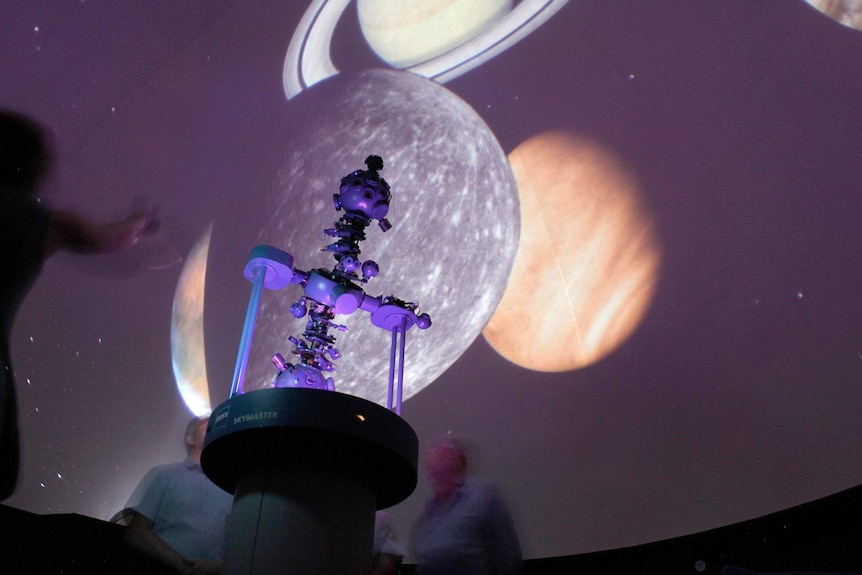Images being projected into the dome at Launceston's planetarium