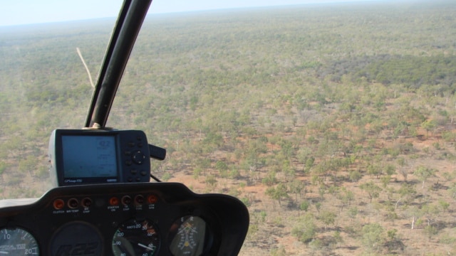 Inside a helicopter