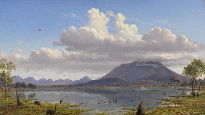 Mount William and part of the Grampians in West Victoria 1865, oil on cardboard.