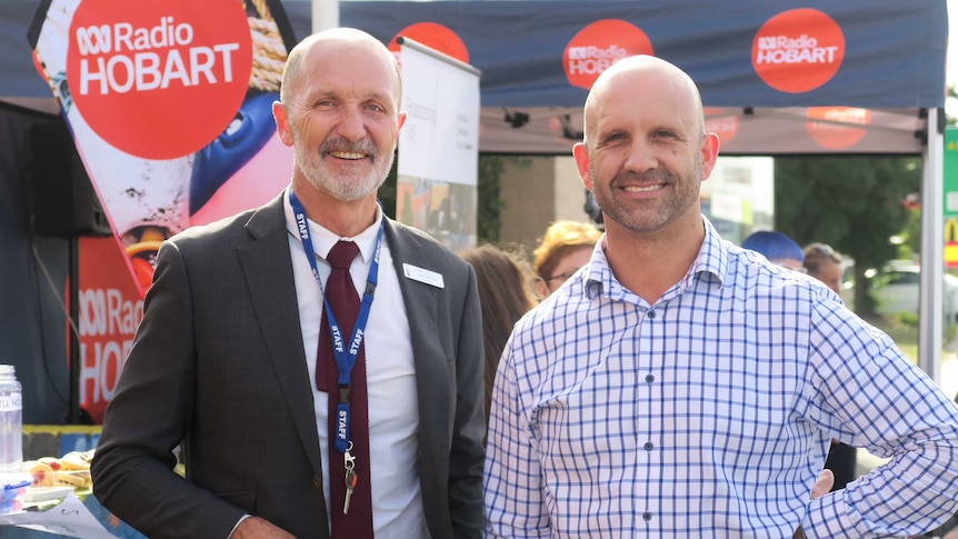 Sorell School principal Andy Bennett and Nick Probert from the Beacon Foundation