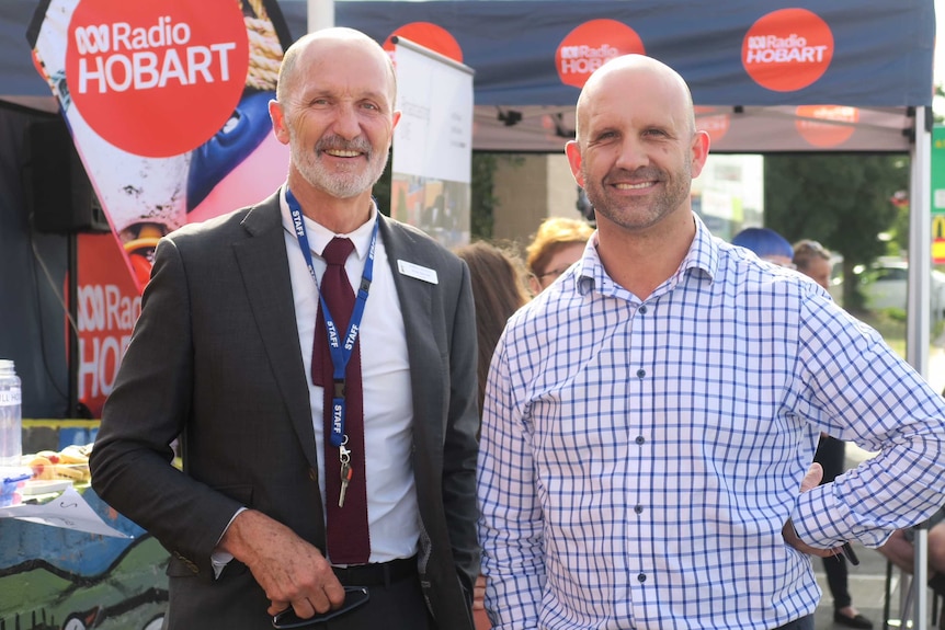 Sorell School principal Andy Bennett and Nick Probert from the Beacon Foundation