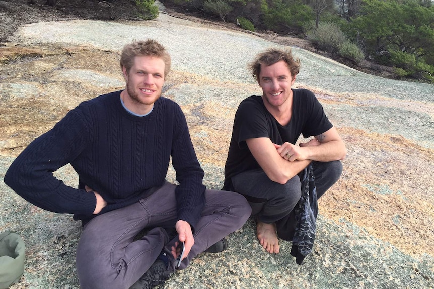 Big wave surfers Tyler Hollmer-Cross (l) and Michael Brennan June 2016