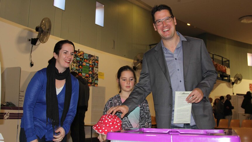 Zed Seselja votes in the Federal Election, 2 July 2016