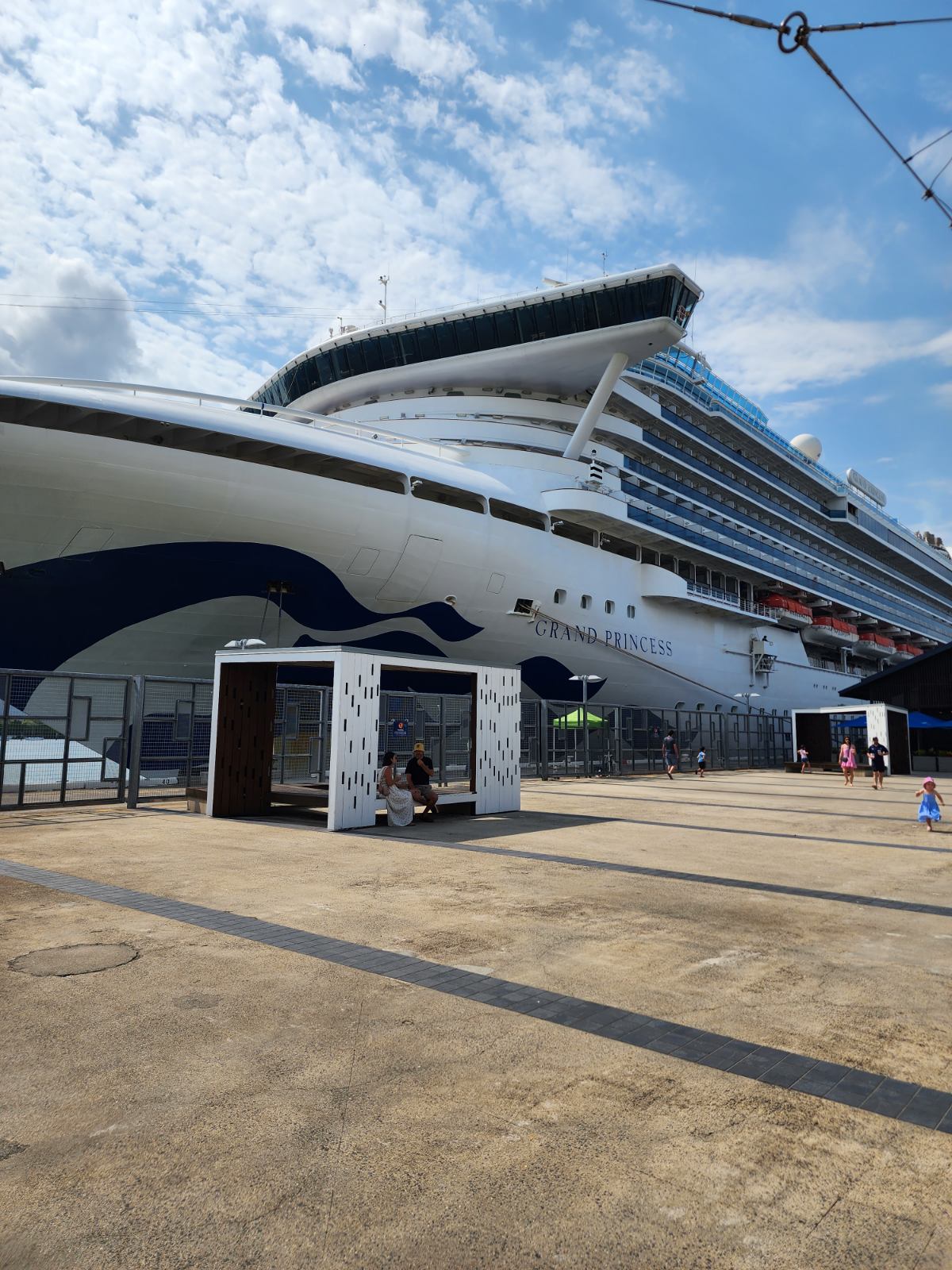 An image of the Grand Princess cruise ship at dock.